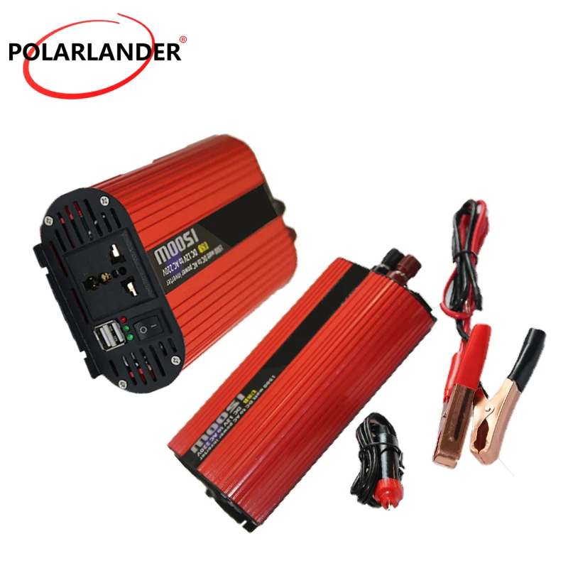 

1 Pc 1500W Red Oval DC 12V to AC 220V Power Inverter Adapter Dual USB Charger Car Power Inverter Accessories Converter