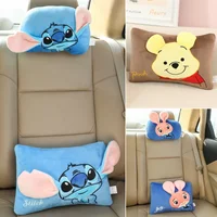 Comfortable Cartoon Headrest Back Cushion Stitch Pooh Bear Nick Judy Stuffed Anime Neck Pillow Back Cushion Car Decor Girl 1