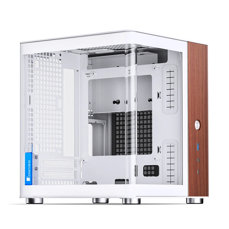 JONSBO TK-0 ITX 씨 뷰 룸 곡선 유리 케이스, 분할 구획 디자인, 북아메리카 호두 나무 장식, 소형 섀시