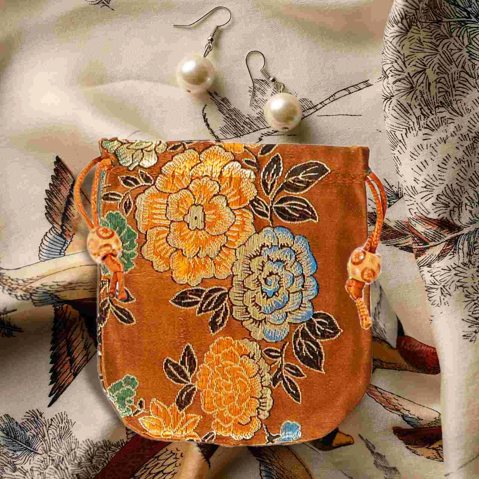 

Jewelry Packaging Bag Brocade Bags with Drawstring Fabric for Storage Cloth Gift Small