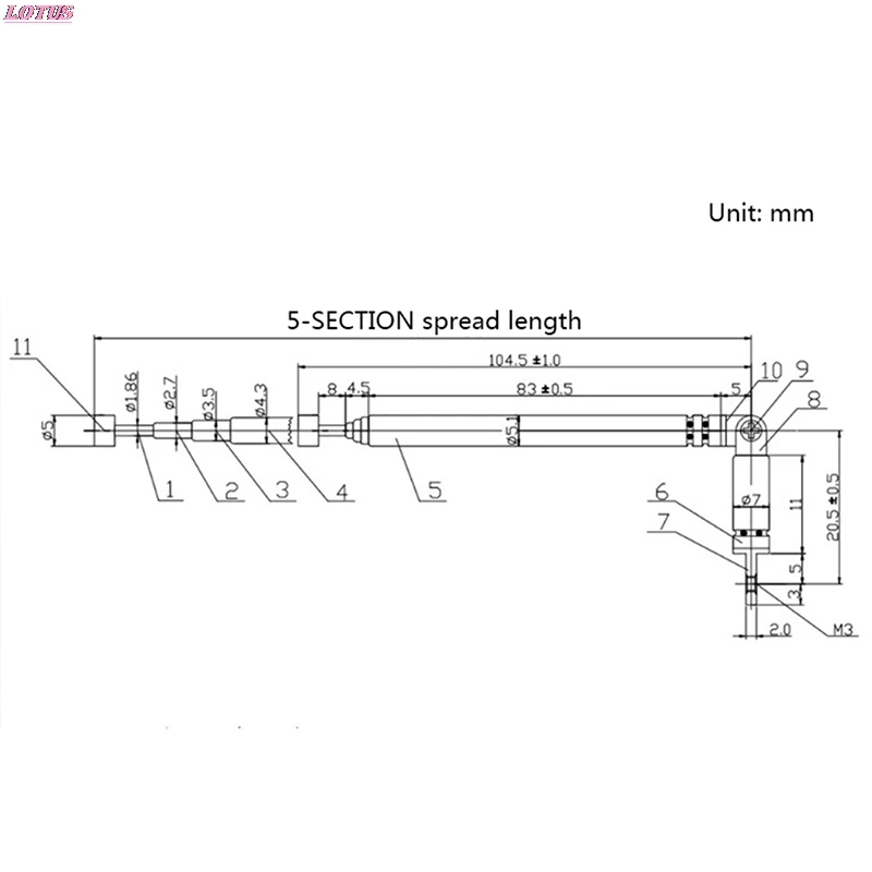 1 Pc 37cm 5 Section Telescopic Stainless Steel AM FM Radio Universal Antenna New