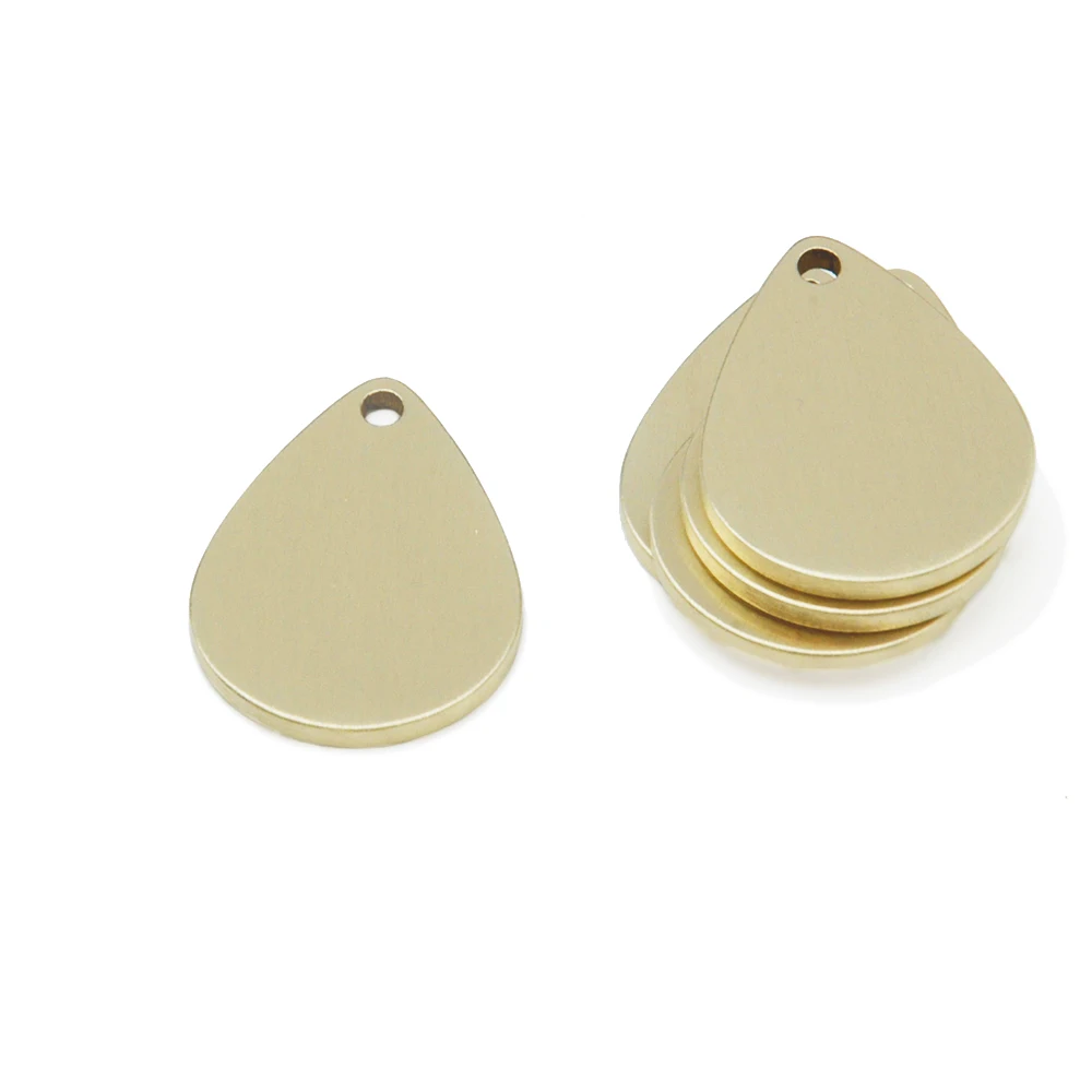 

10 Brass Teardrop Metal Stamping Blanks Dog Tags Engraving Name Plate