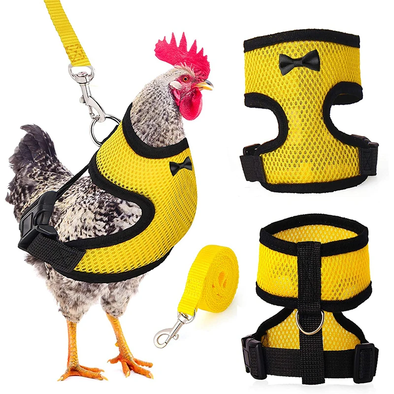Adjustable Chicken Harness Leash Comfortable And Breathable Small Size Hen Pet Vest For Chicken Duck Goose Training Walking rabbit harness and leash set rabbit harness set
