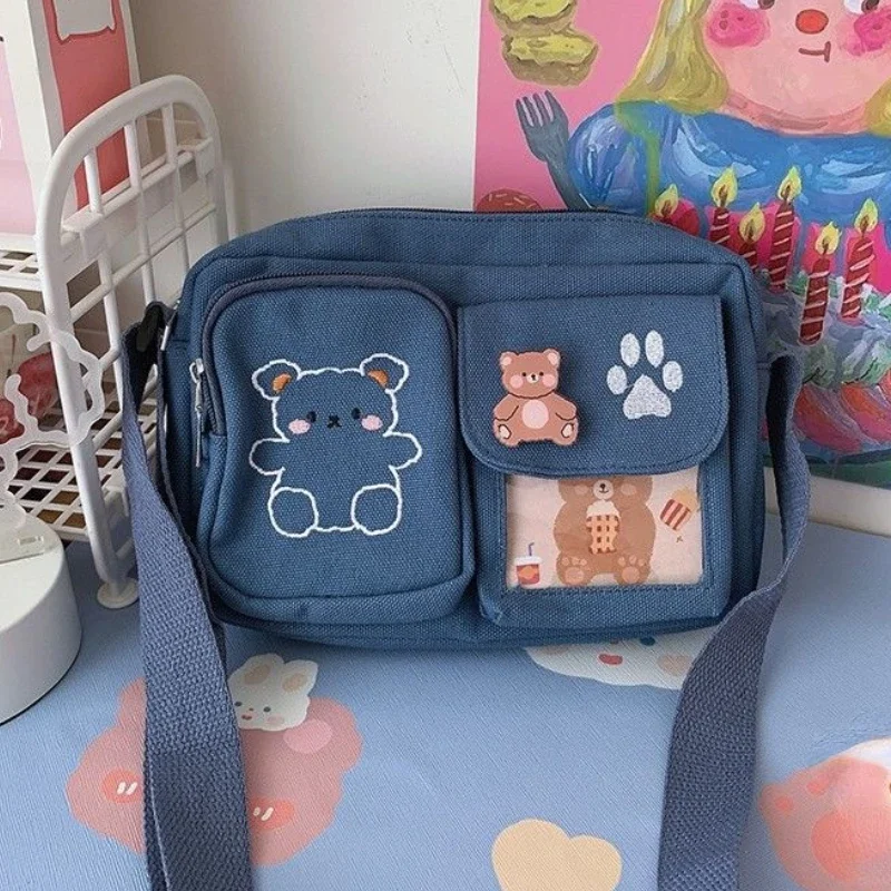 Kawaii Cute Cartoon Bear Women's Handbags Korean Ins Chic Casual Preppy Shoulder Bag Fashion Girls Japanese Sweet Crossbody Bags