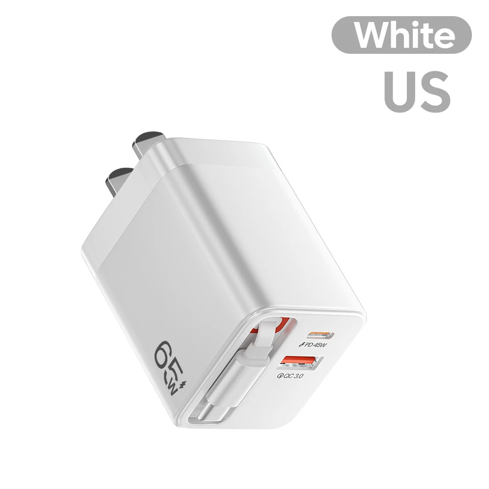 High-Power USB Charger with Telescopic Cable
