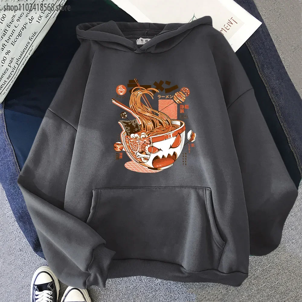 X-ray Great Ramen Hoodies Cartoon Funny Graphic Sweatshirts with Hooded Japanese Style Casual Harajuku Winter Women/Men Pullover