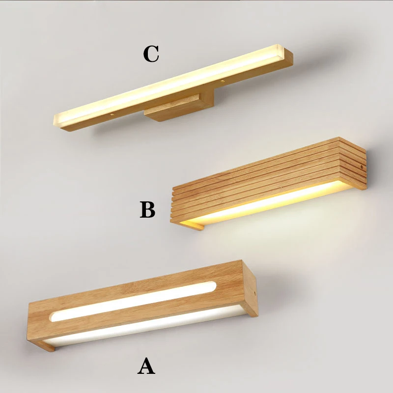 

Modern Wooden Wall Lamps Lights Bedroom Bedside Lamp Home Decor Wall Sconce Light Fixtures Japanese Led Mirror Lights AC 220V