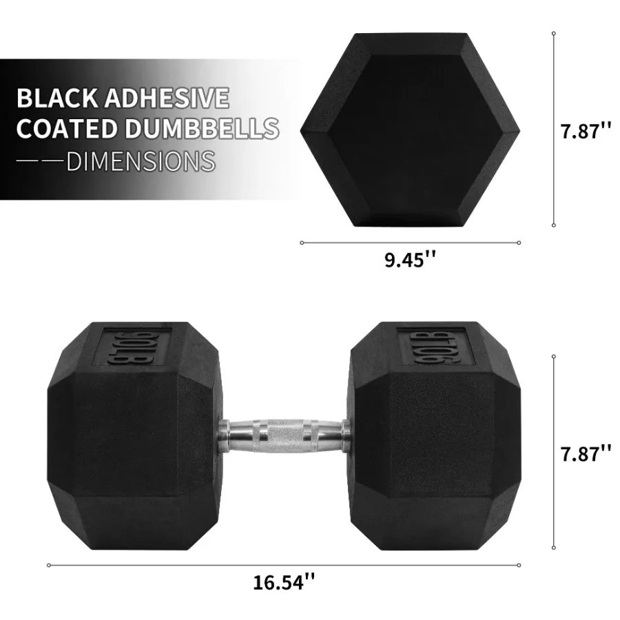 Rubber Hex Dumbbell Set 6