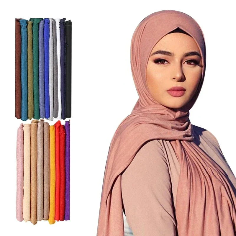 

Fashion Modal Cotton Jersey Hijab Scarf Long Muslim Shawl Plain Soft Turban Tie Head Wraps For Women Africa Headband