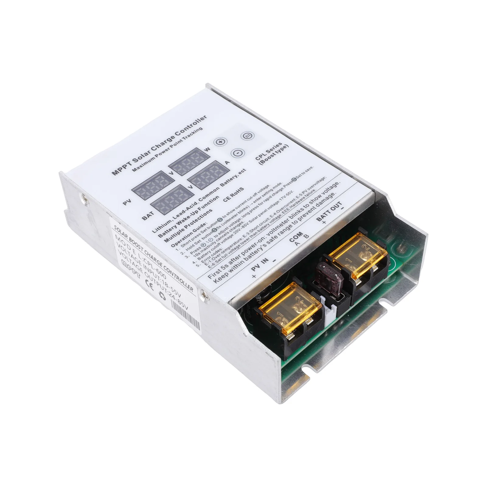 600W MPPT 태양광 충전 컨트롤러 부스트 레귤레이터 LED 디스플레이 24V 36V 48V 60V 72V 다중 배터리 골프 카트용 고효율