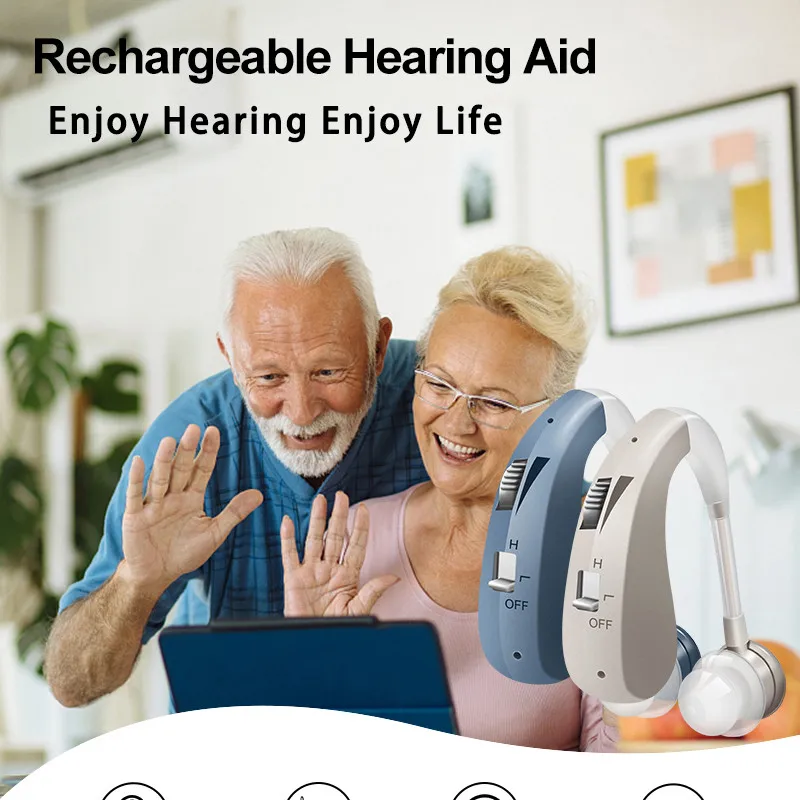 Hearing aid rechargeable sound amplifier wireless for elderly moderate to severe loss behind the ear care hearing aid