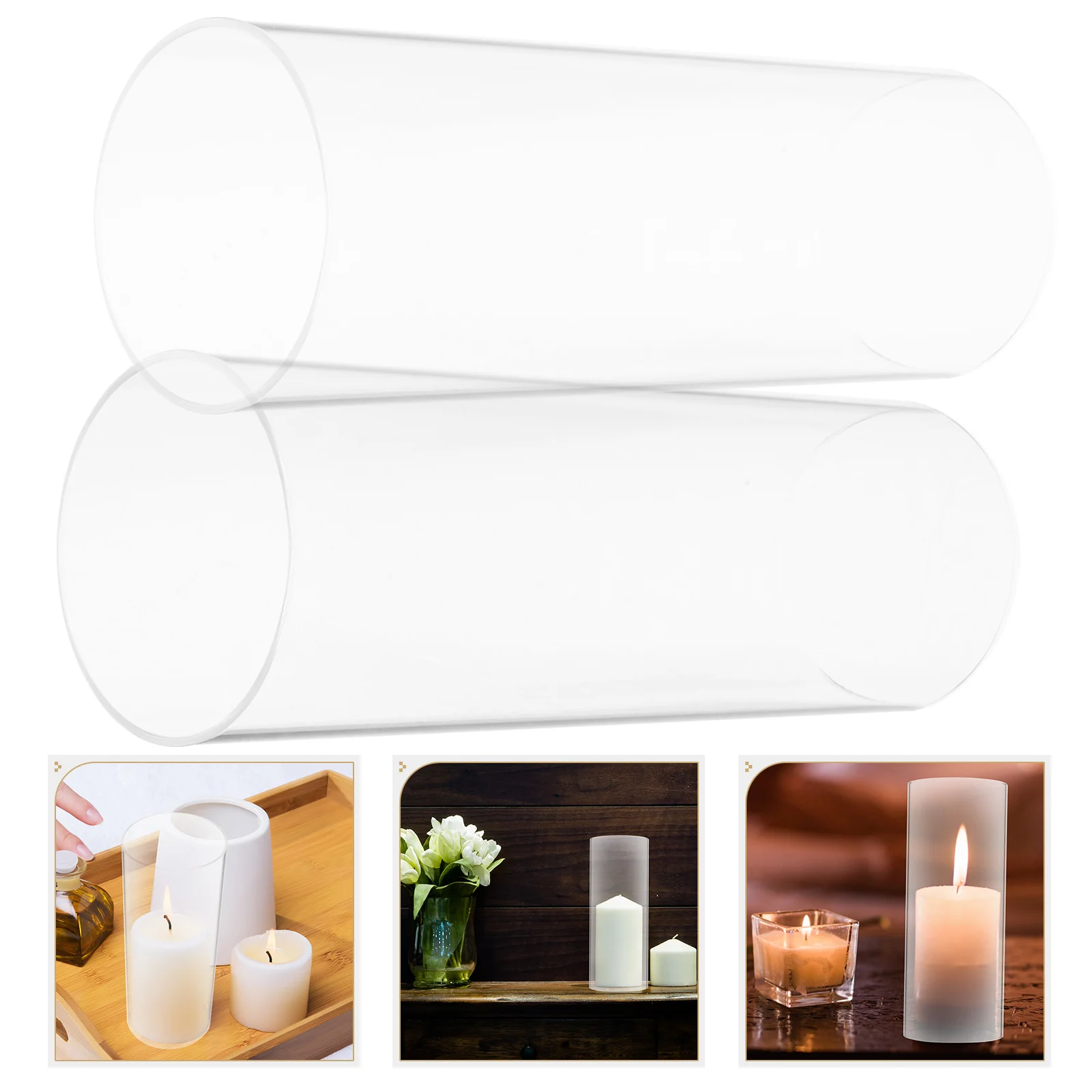 Shade Candlesticks 2 Pcs Supply Bell Shaped Desktop Glass Cloche Household Dome Transparent Holder High Borosilicate
