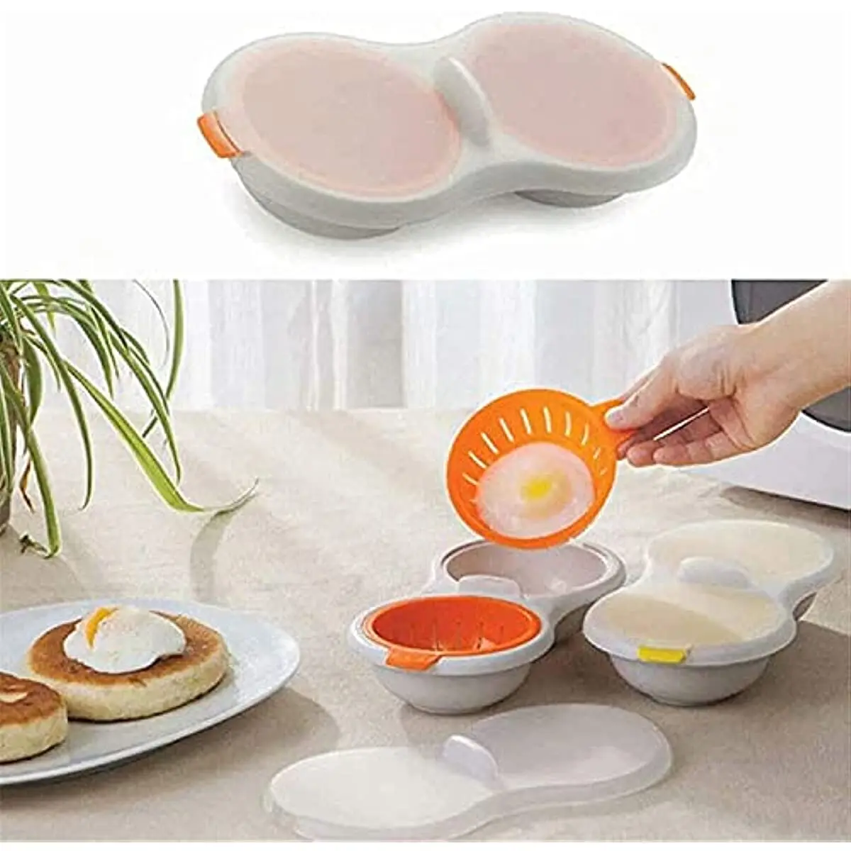 Egg poacher Egg boiler mold cup Egg cooker Silicone egg poacher One Set Of Microwave Eggs Poacher Microwave Double Egg Boiler 2 Cups Design Cookware Kitchen Tools