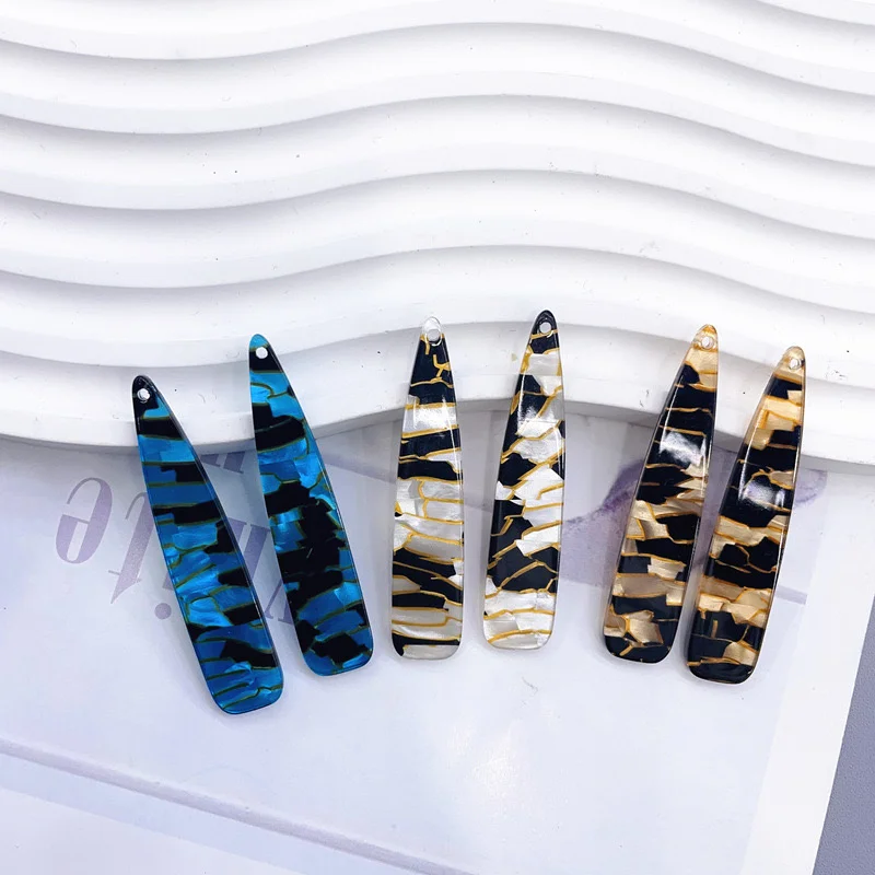 

New style 50pcs/lot color pattern print geometry water drop shape acrylic beads diy jewelry earring/garment accessory