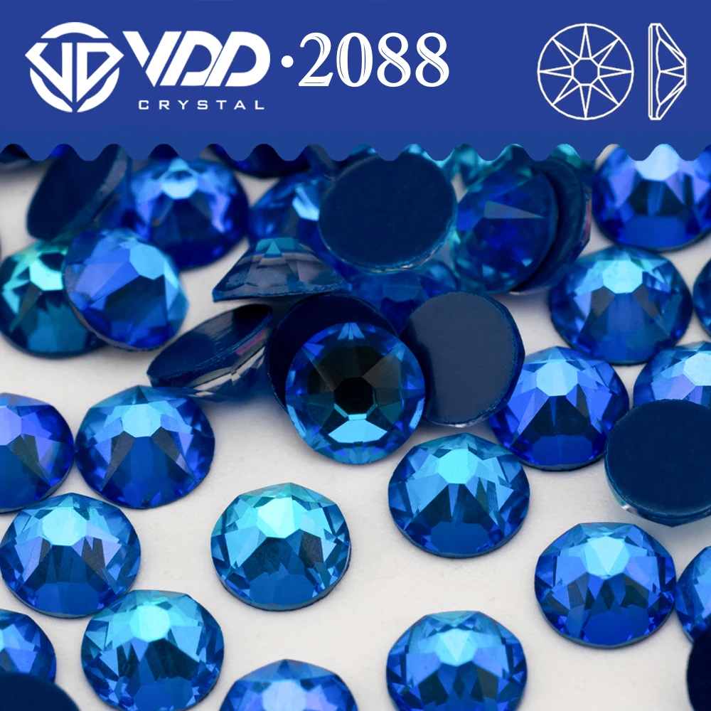VDD 362 NOS-Kobalt Hochwertige AAAAA 2088 Strasssteine Kristall Flatback 8 große 8 kleine 16 geschnittene Strasssteine für DIY Nail Art