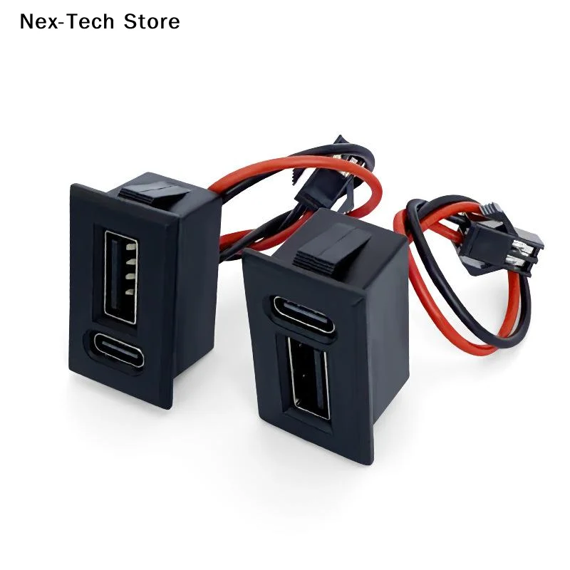Dual-Layer USB Charging Socket with Type-C Connector and USB Female Base