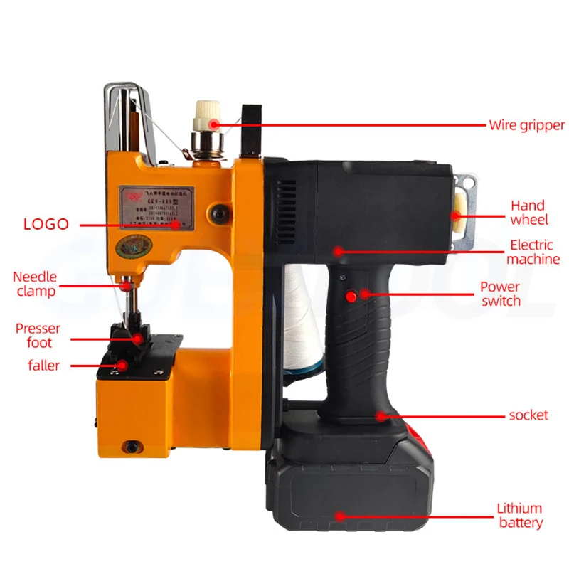 220V Portable Sealing Machine Portable Sealing Machine Electric High Power Sewing Bag Woven Paper Bag Compound Sewing Machine 5