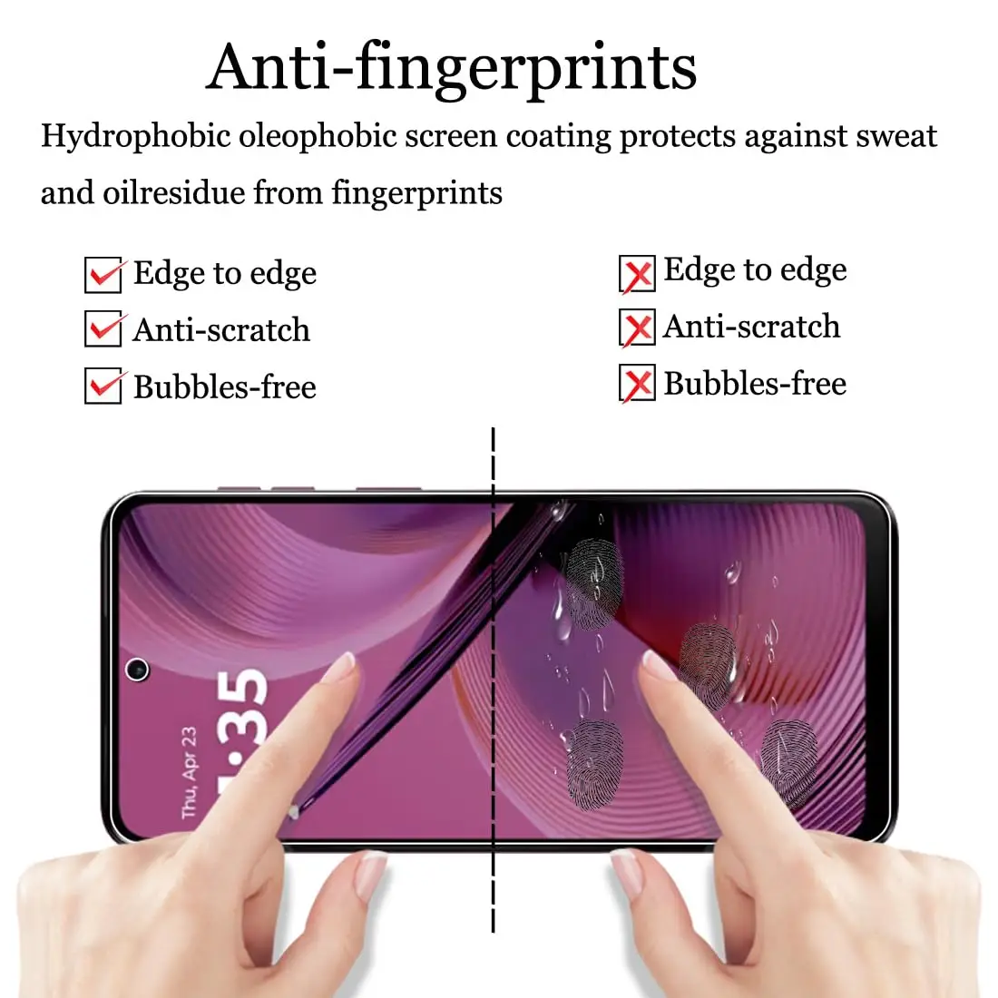 Pellicola salvaschermo per Moto G55 5G Motorola, vetro temperato HD cristallo mica 9H custodia antigraffio amichevole in alluminio alto  202192403