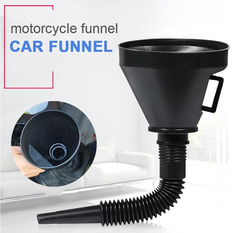  Automotive Motorcycle Engine Oil Funnel Set Wide Mouth Oil Funnel Flexible Long Neck with Detachable Filter Replacement Parts 
