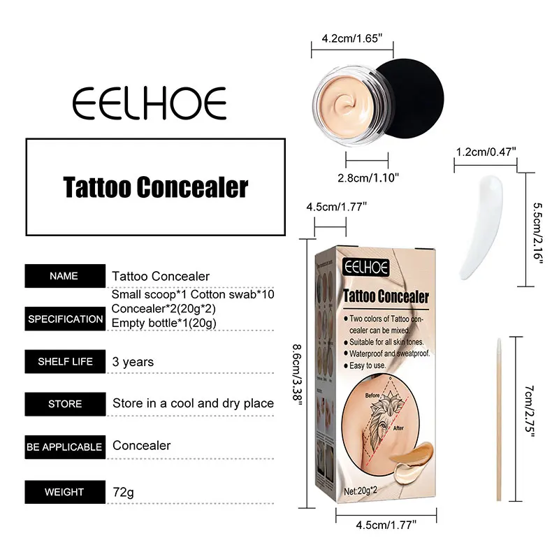 Double Color Waterproof Tattoo Concealer Sweat Proof Skin Brighten Foundation Cover Birthmark Scars Concealer Gouache Makeup images - 6