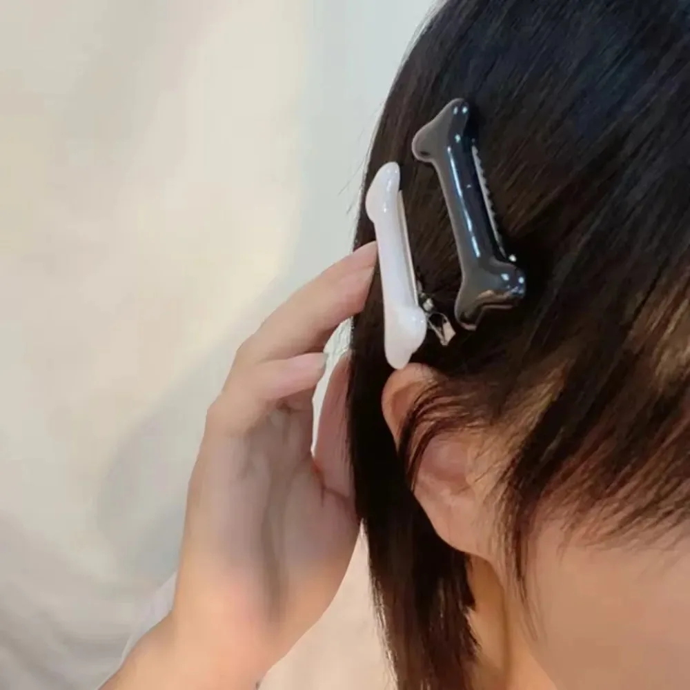 White Bone Hair Clip Cute Cartoon Bobby Pin Y2k Fashion Hair Volume Clip Small Hairpins Barrettes Creative Hair Accessories