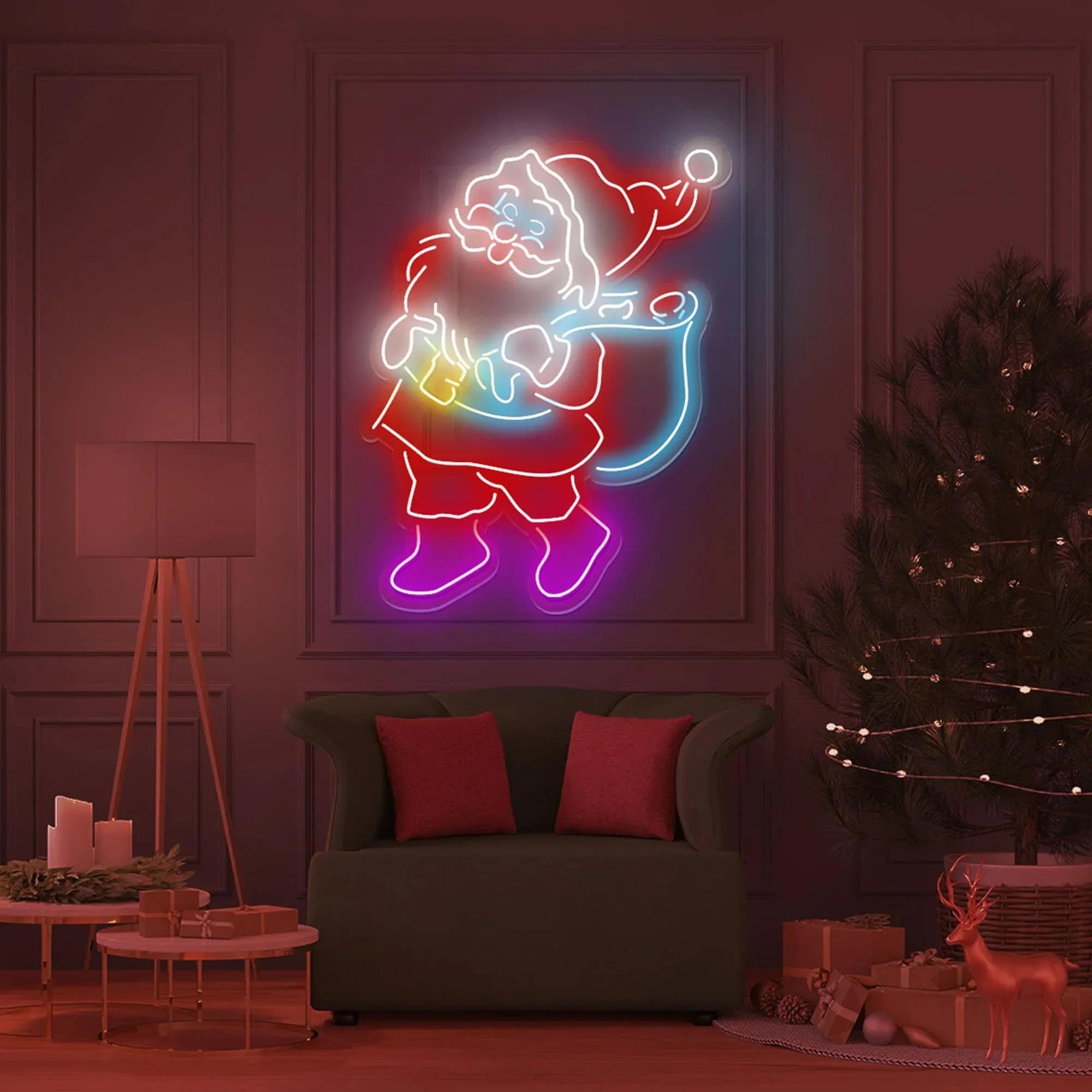 

Santa Claus Neon Sign Neon Bar Signs for Christmas Eve Living Room Home Party Wall Decoration Merry Christmas Gifts Led Lights