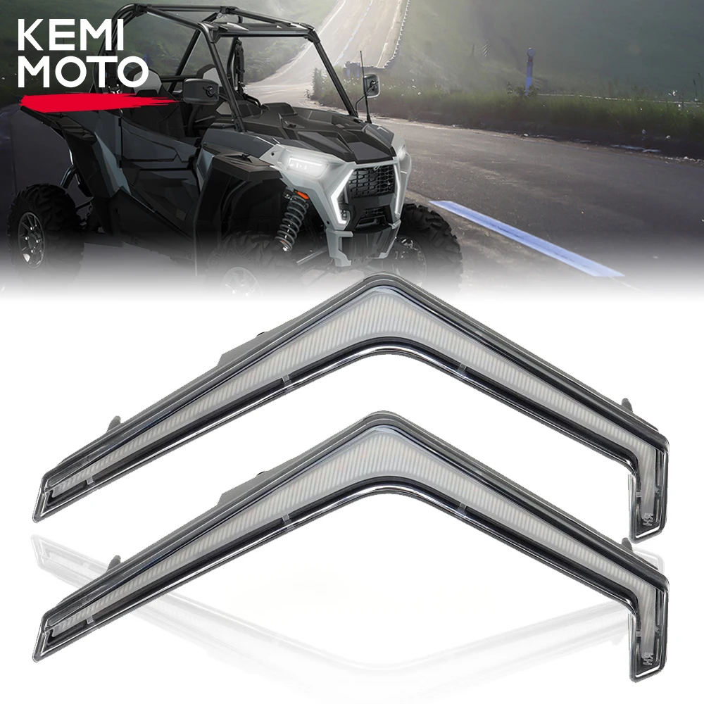 kemimoto utv led fang lights compatible with kawasaki teryx krx 1000 special trail edition 2020 2022 front grill lamps #2884871 UTV IP67 LED Fang Accent Street Legal Light Signature Assembly Compatible with Polaris RZR XP 1000 Turbo 2019-2023