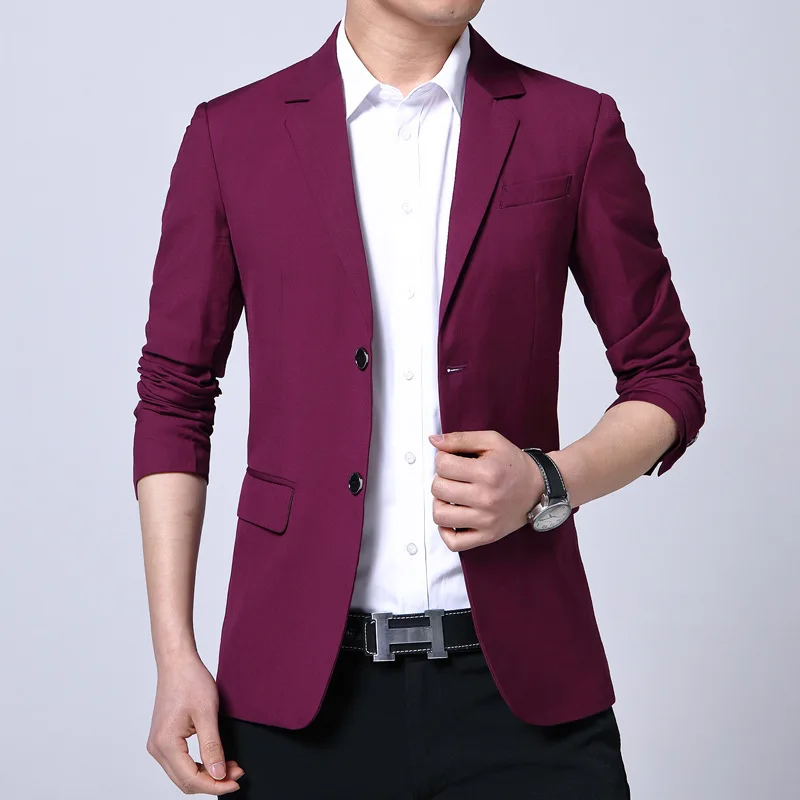 Fashion Man's Blazer Notched Collar Single Breasted Full Sleeve Slim Casual Versatile Suit Jacket