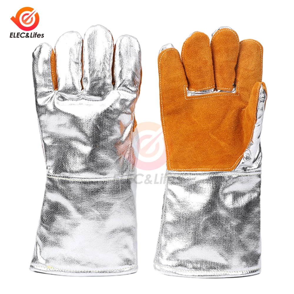 Aluminum Foil Heat Insulation Gloves Anti-scalding Glove Fireproof Industrial Grade Oven Heat-resistant Protective Safety Gloves protective gloves safety gloves oven gloves