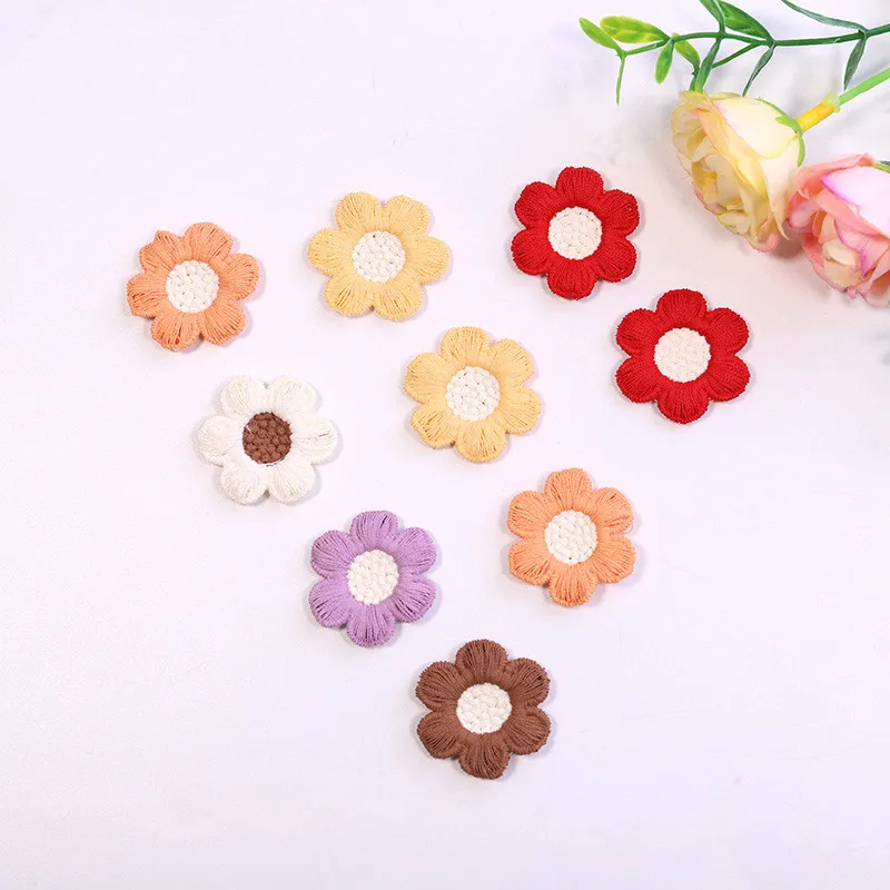 30PCS 3cm Six-piece Embroidery Cloth Patch DIY Clothing Hairpin Flower Stickers for Wedding embroidery cloth patches