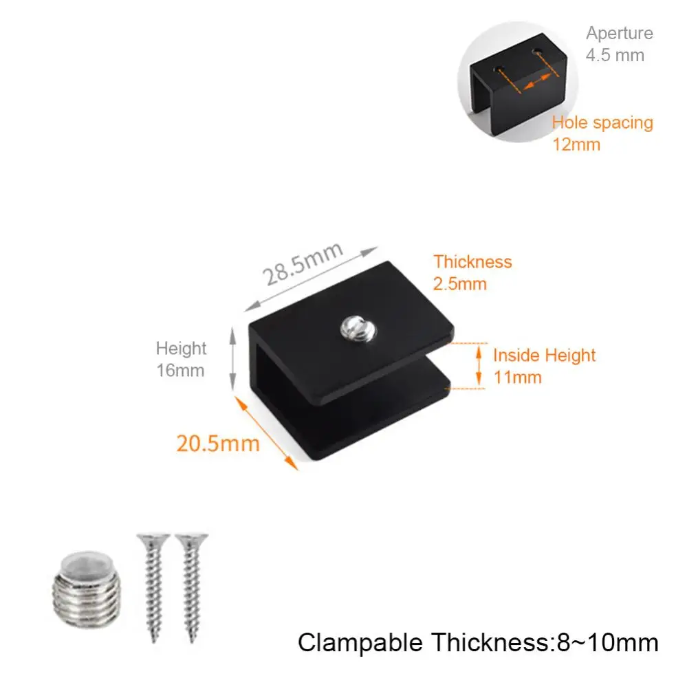 Cabinet Backplates 1 Piece Aluminum Alloy Square Glass Clip Fixed Support Bracket for Thick Glass Heated Bed Clip Clam