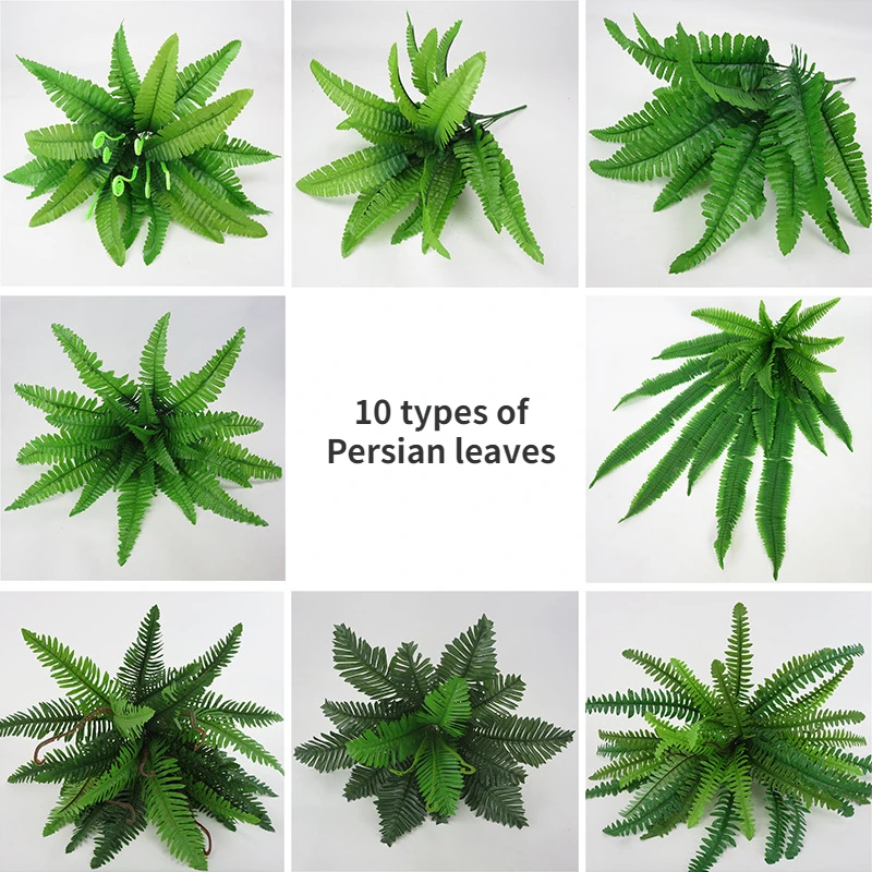 

10 large sizes Artificial Flower Boston Fern Bunch Plastic Green Plants Fake Leaves Craft Fake Foliage Home Decoration
