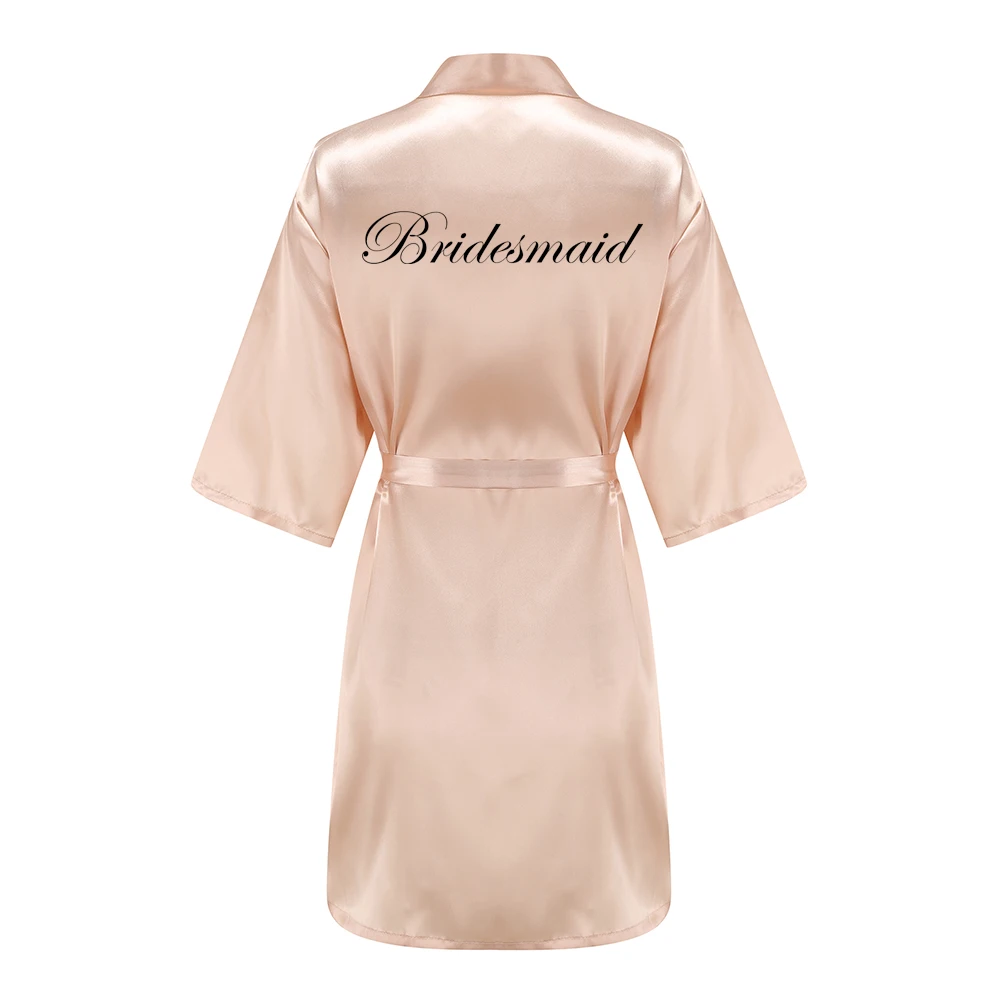 New Champagne Bathrobe Bride Satin Robe Women Bridal Party Sister Team Mother of the Bride Gift Bridesmaid Wedding Short Robes