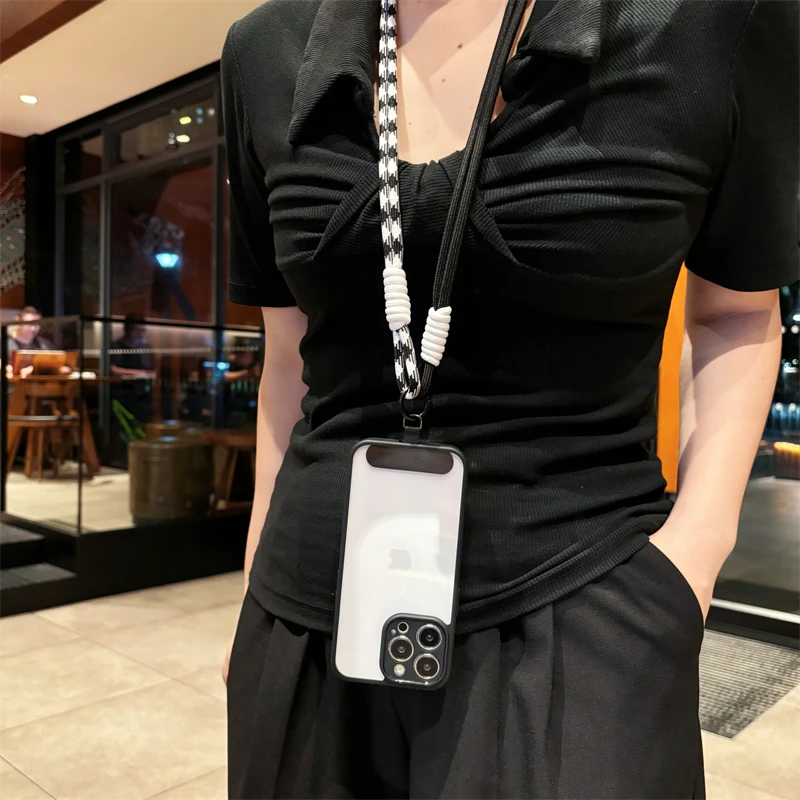 Luxury Crossbody Lanyard Transparent Acrylic Case - Clear Hard Back Cover