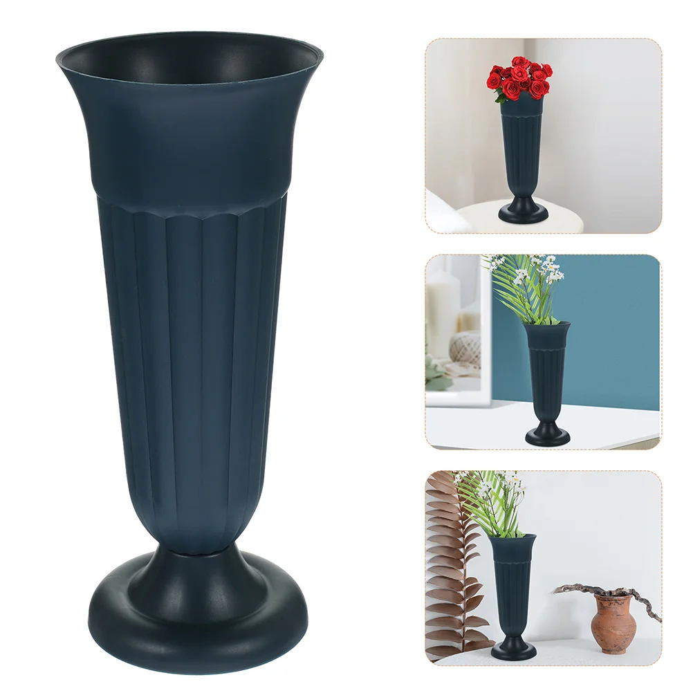2 Pcs Roman Column Flower Pot Vase Adornment Garden Flowerpot Outdoor Ornaments Memorial Desktop Delicate Cemetery Grave Holder 5