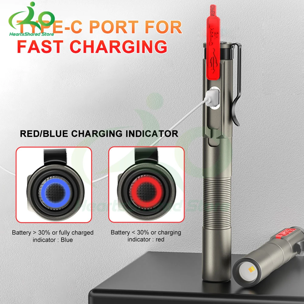 

1-10PCS Portable Medic Flashlight Type-C Charging Han Pen Light Torch Clip Pocket Lamp For Dentist Nurse First Aid Work Lighting