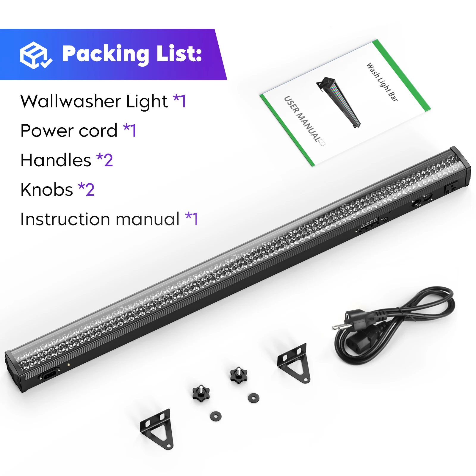 U'King 2Pcs 36W Wall Washer Lights Bar RGB 252LEDs Stage Light Bar DMX512 Wash Light For DJ KTV Concert Party Weddings Nightclub 6