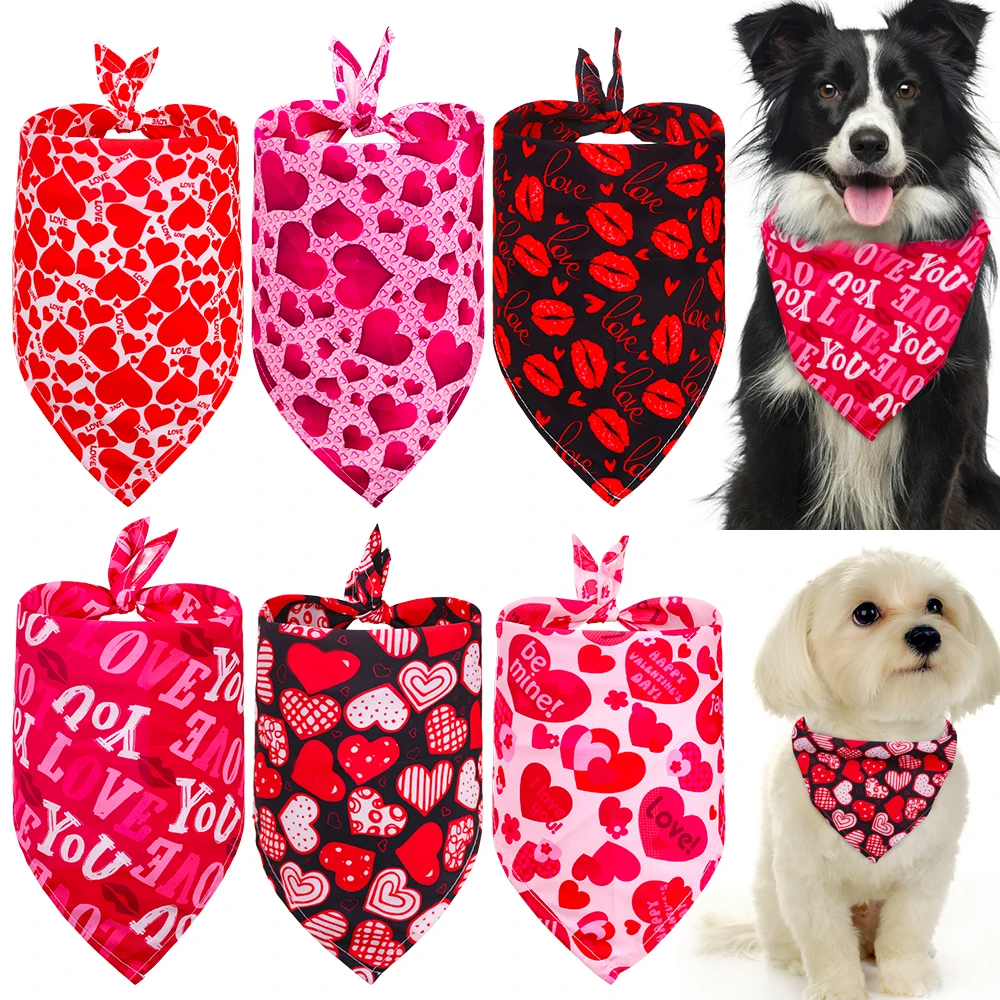 

Бандана для собак на День святого Валентина, бандана для собак, товары для домашних животных в любовном стиле, банданы для собак, шарф, нагрудники для маленьких собак, щенков, кошек, банданы