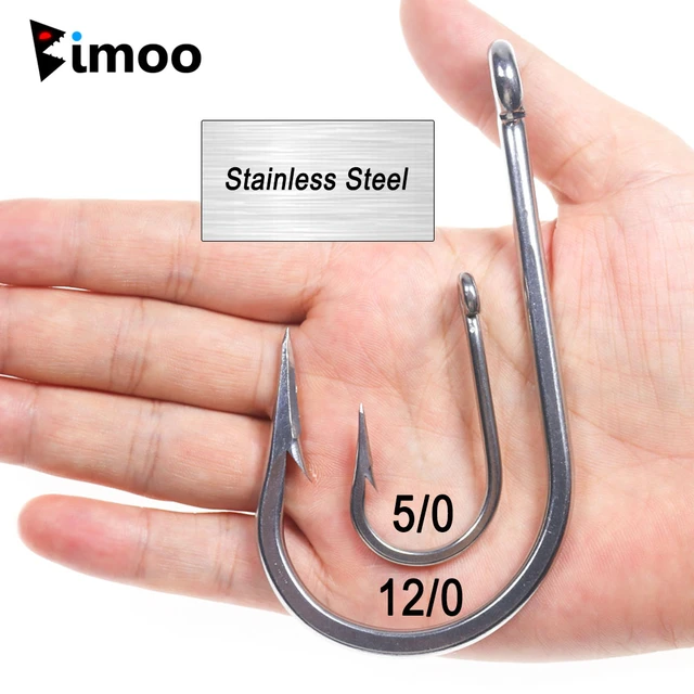 Bimoo 5/0 ~13/0 Stainless Steel Saltwater Fishing Hook Heavy Duty Hook For  Big