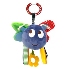  Cartoon Bee Baby Plush Rattle Doll Cute Soothing Doll Short Plush Appease Doll Baby Teether Bed Car Hanging Toy Sensory Toys 