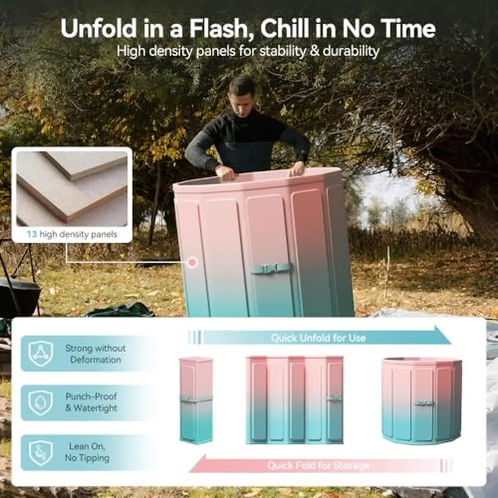 Foldable Ice Bath Tub Large Size 77 Gal Muscle Recovery Outdoors Gyms Quick Opening Portable Cold Water Therapy No Installation 4