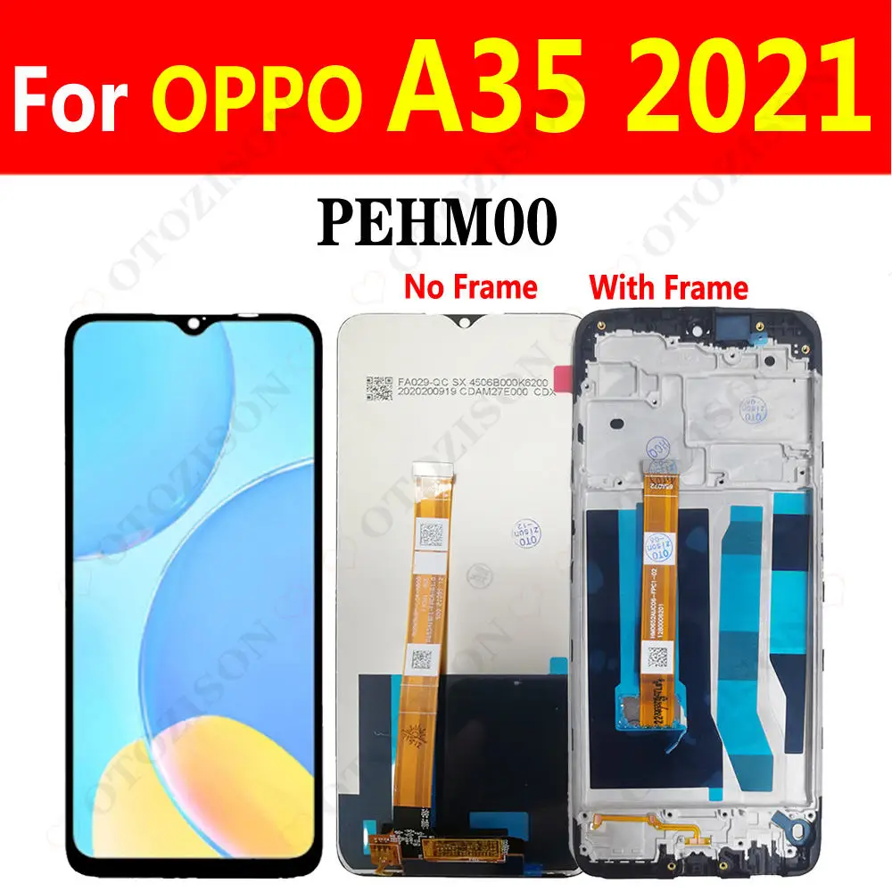 ЖК-дисплей 6,52 дюйма с рамкой для OPPO A35, ЖК-дисплей 2021 дюйма, сенсорный экран PEHM00, дигитайзер, датчик в сборе, замена для OPPO A35, ЖК-дисплей