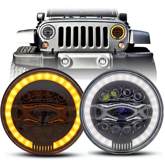 7 pouces rond LED ampoule de phare 75W moto phare projecteur voiture  lumière pour Jeep Land Rover