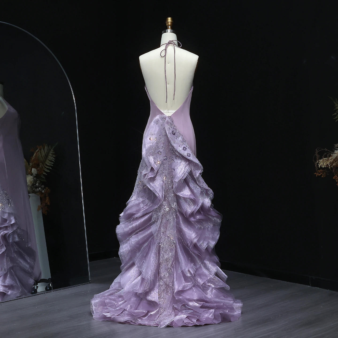 فستان مذهل الأزرق حورية البحر الرسن مساء اللباس مع...