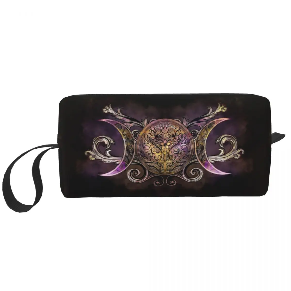 

Triple Moon Goddess Midnight Shimmer Makeup Bag Pouch Zipper Pentagram Pagan Wiccan Cosmetic Bag Travel Toiletry Bag Organizer