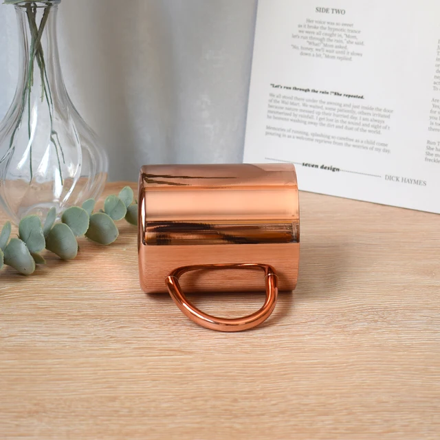 2023 simple modern custom 400ml copper-plated golden stainless steel  insulated personalized metal coffee mug with handle - AliExpress