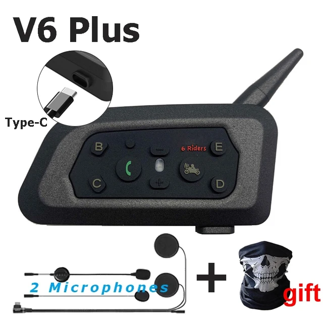 V6 PRO Bluetooth Motorcycle Helmet Headset 1200M BT Interphone