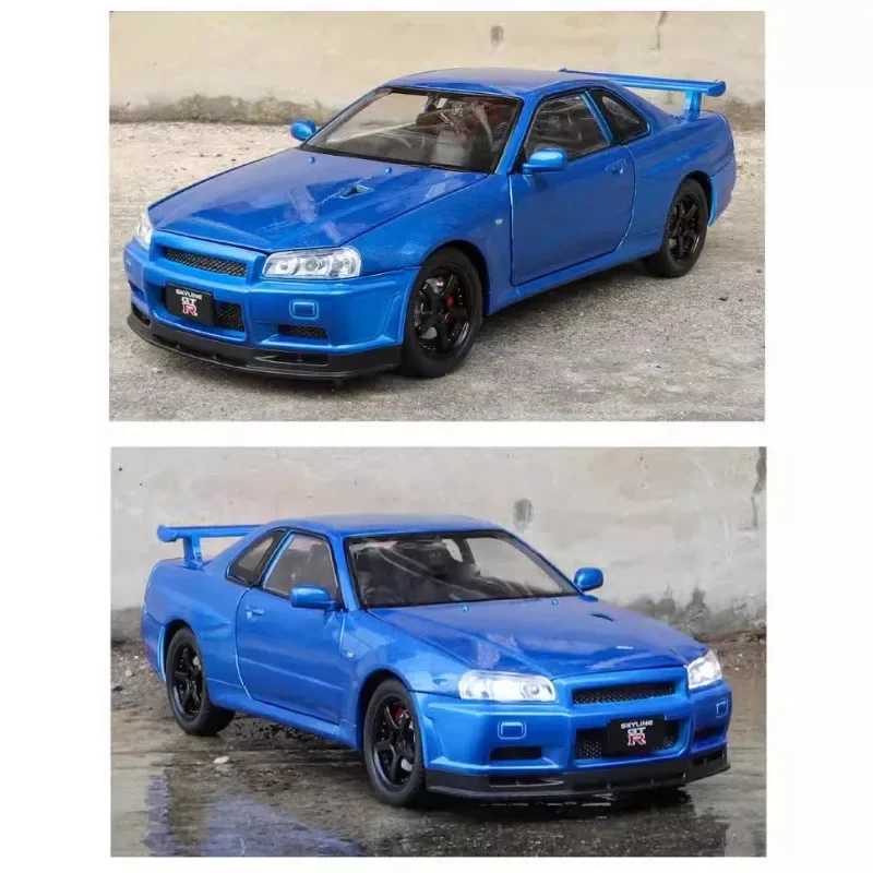 1/24 Nissan Skyline GTR-R34 Fast & Furious Alloy Car Model Sound 