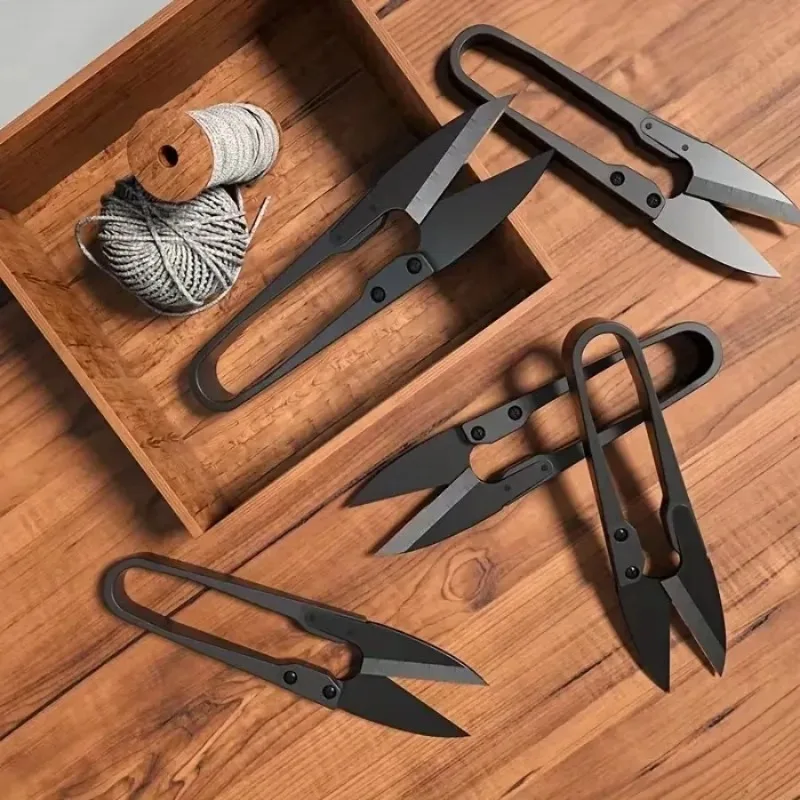 1Pc U자형 가위 검정색 휴대용 미니 공예 가위 수공예 DIY 산업용 일상 사용을 위한 다기능