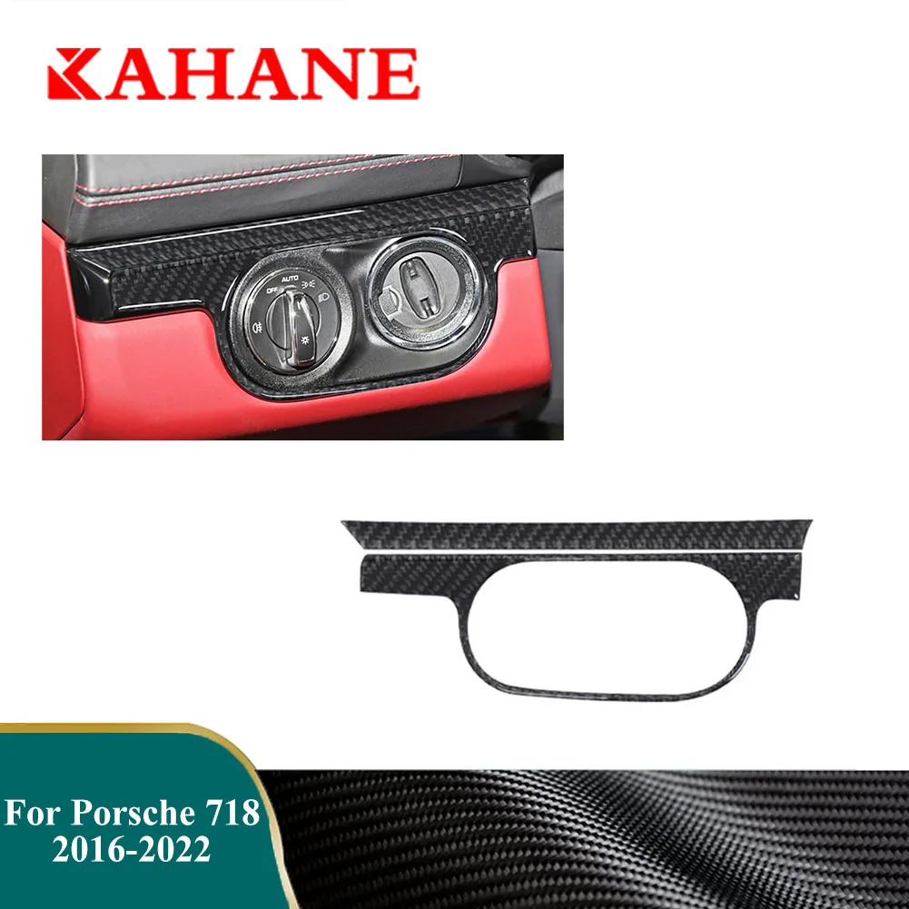 

Наклейки из углеродного волокна для Porsche 718 2016-2022, панель управления автомобильной фарой, декоративная накладка, внутренние молдинги, аксессуары